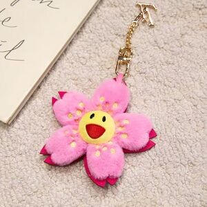 Cherry Blossom Plush Flower Luxury Bag Charm Keychain Purse Pal Accessory